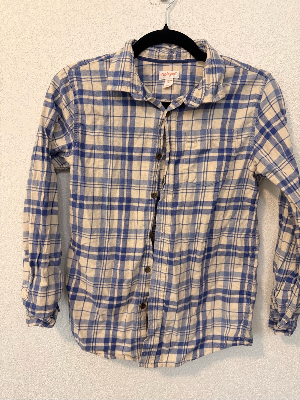 Cat & Jack Blue and White Plaid Button-Down Shirt